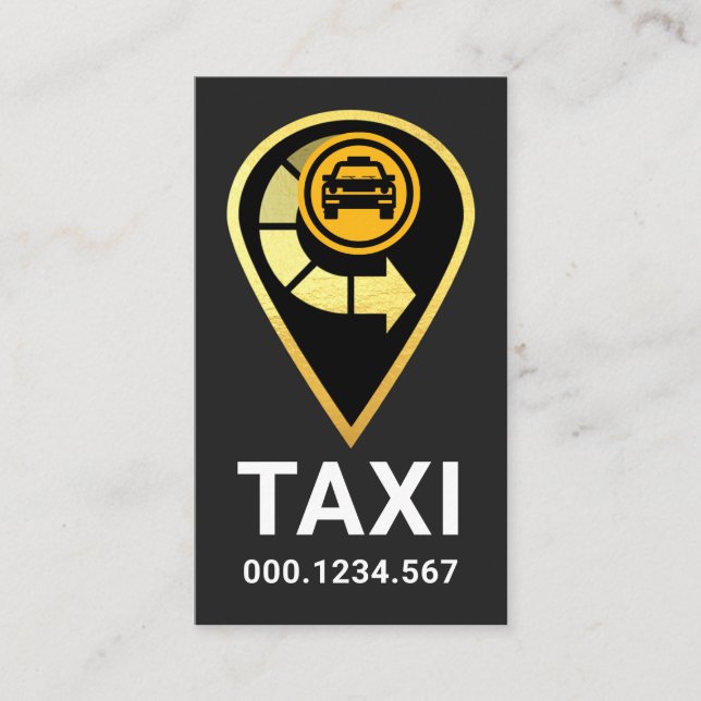 Carte De Visite Gold Taxi Location Icon (Devant)
