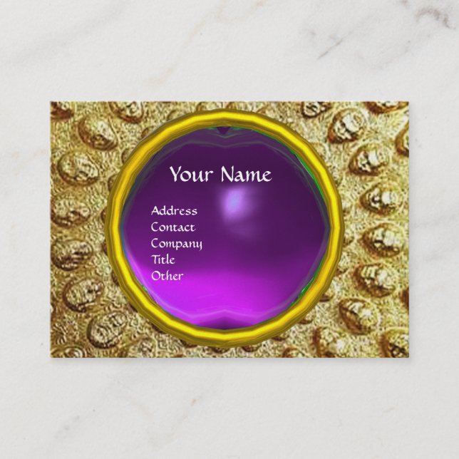 Carte De Visite GOLD THRACIEN DISQUE MONOGRAM Purple Amethyst Gem (Devant)