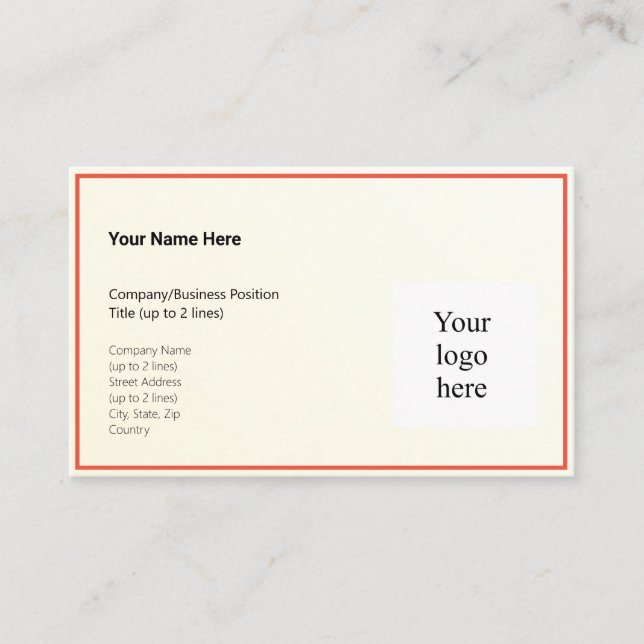 Carte De Visite Gold Tint Gradient & Orange-Rouge Logo Std. (Devant)