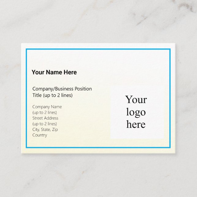 Carte De Visite Gold Tint Gradient & Sky Blue Logo puissant (Devant)