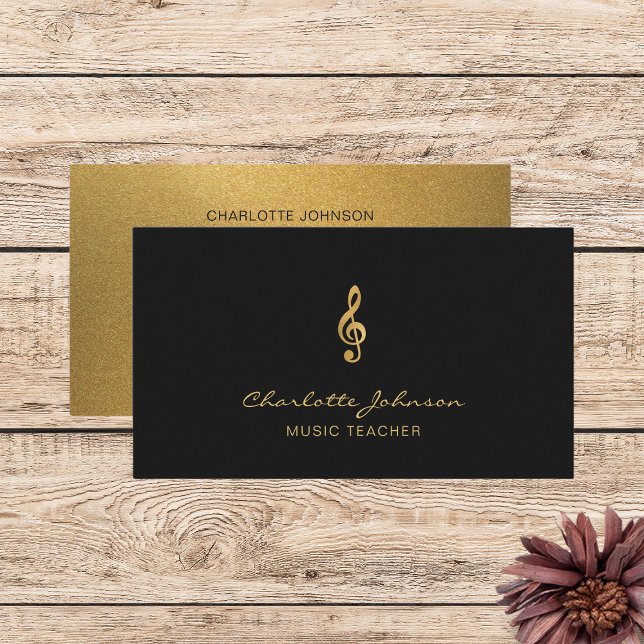 Carte De Visite Gold Treble Clef Professeur de musique professionn (Créateur téléchargé)