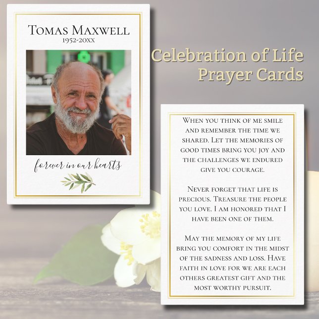 Carte De Visite Gold Trim Celebration of Life Prayer Cards (Gold Trim Celebration of Life Prayer Cards
)