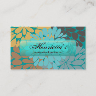 Carte De Visite Gold Turquoise Abstrait Floral Fine Art