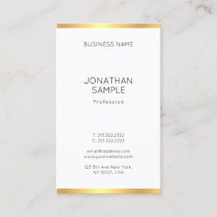 Carte De Visite Gold White Minimaliste Professionnel Moderne Verti
