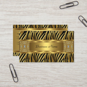 Carte De Visite Gold Wild Zebra Black Jewel Look Image