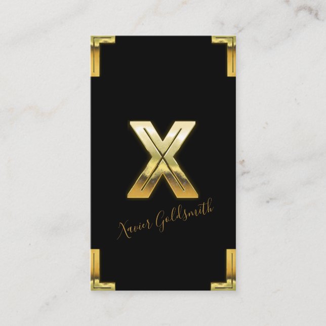 Carte de visite Gold X Initial et Borders (Devant)
