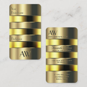 Carte De Visite Gold Yellow Can Faux Engraving Lettres Monogrammed