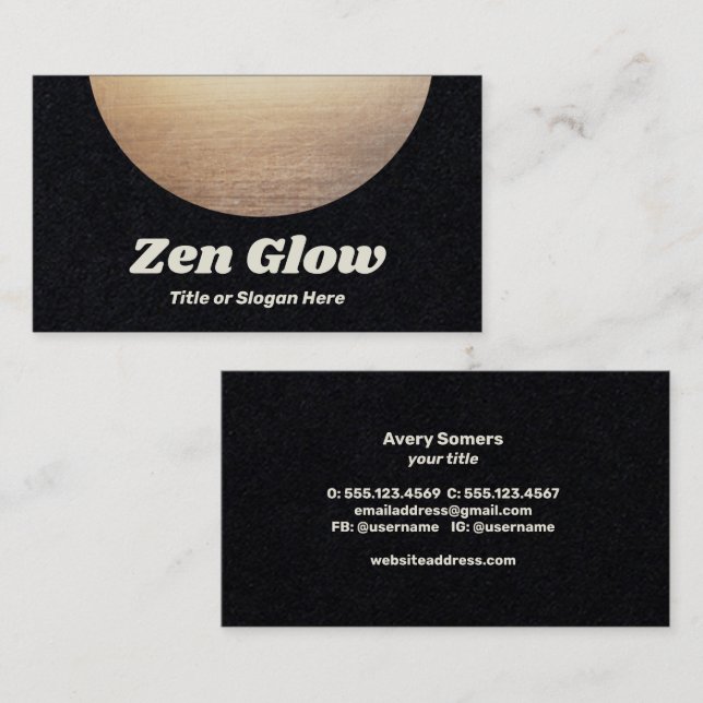 Carte De Visite Gold Zen Cercle noir (Devant / Derrière)