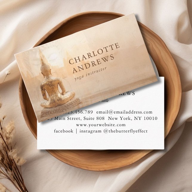 Carte De Visite  Golden Buddha –  Yoga Reiki Meditation (Golden Buddha – Yoga Reiki Meditation Business Card)