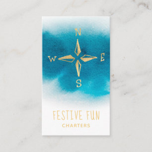 Carte De Visite *~* Golden Compass Beach Océan Blanc Turquoise Bl