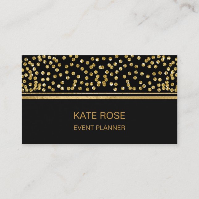 Carte De Visite Golden Confetti Glam Golden Black Vip (Devant)