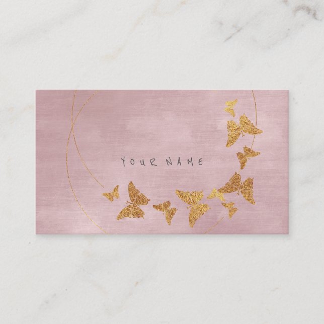 Carte De Visite Golden Confetti Poudre Papillon rose Vip (Devant)