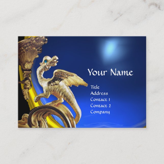 Carte De Visite GOLDEN DRAGON BLUE SAPPHIRE Monogramme (Devant)