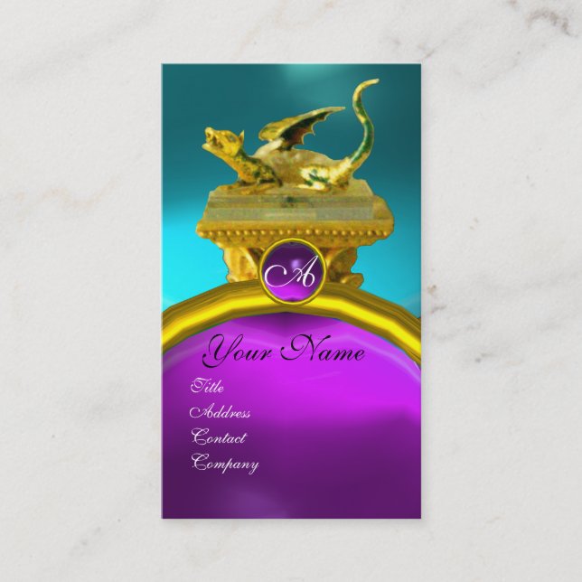 Carte De Visite GOLDEN DRAGON GEM MONOGRAM, améthyste mauve bleu (Devant)