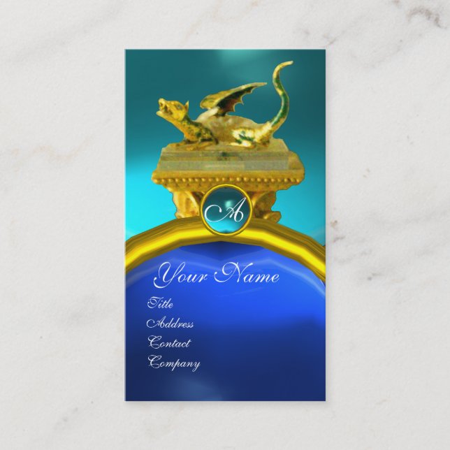 Carte De Visite GOLDEN DRAGON GEM MONOGRAM, saphir bleu jaune (Devant)