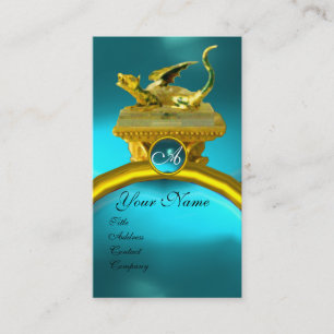 Carte De Visite GOLDEN DRAGON GEM MONOGRAM, saphir bleu jaune