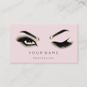 Carte De Visite Golden Eyelash Brows Microblading QRCODE Logo rose