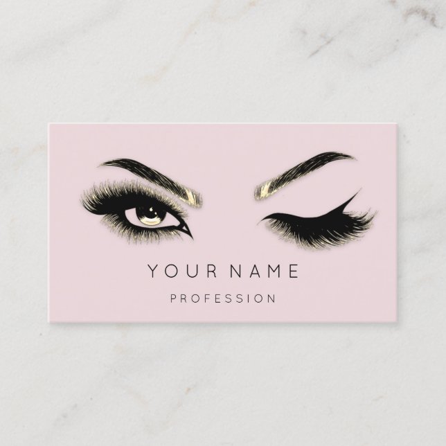 Carte De Visite Golden Eyelash Brows Microblading QRCODE Logo rose (Devant)