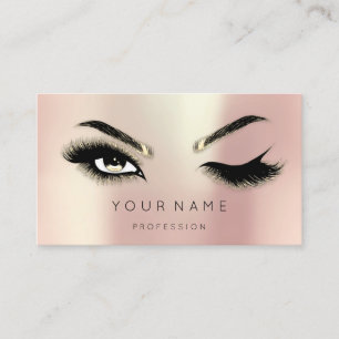 Carte De Visite Golden Eyelash Brows Microblading QRCODE Logo Rose