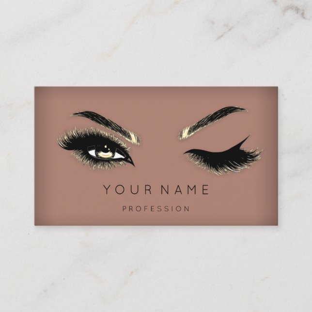 Carte De Visite Golden Eyelash Brows Microblading QRCODE Logo Skin (Devant)