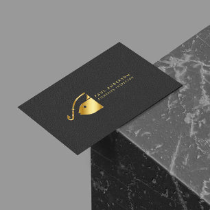 Carte De Visite Golden Fish Hook Logo Inspecteur des pêches Monogr