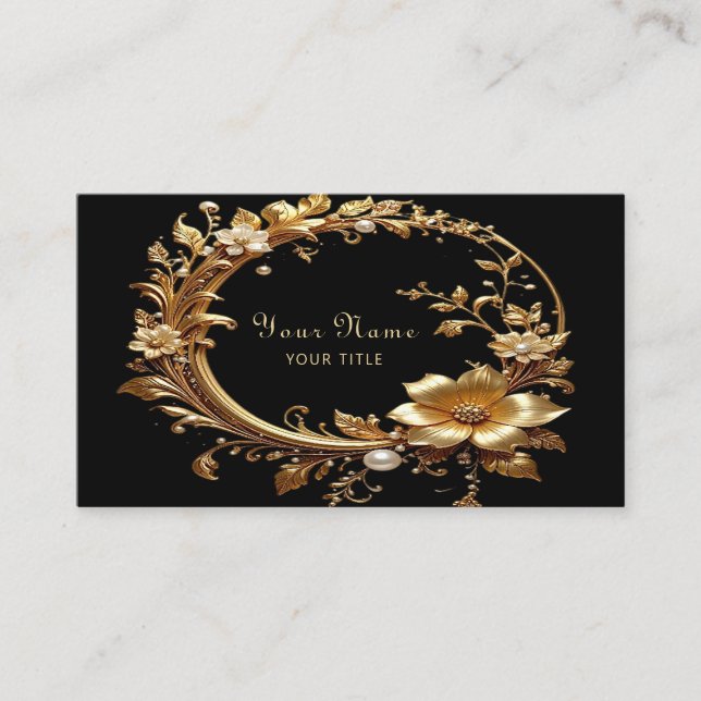 Carte De Visite Golden Floral Ornate Frame Business Card (Devant)