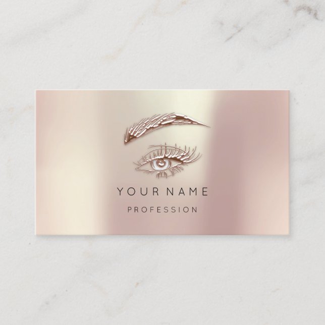 Carte De Visite Golden Lashes Bros maquillage Logo Rose Blush (Devant)