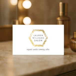 Carte De Visite Golden Palms Spray Tanning Salon Logo sur White