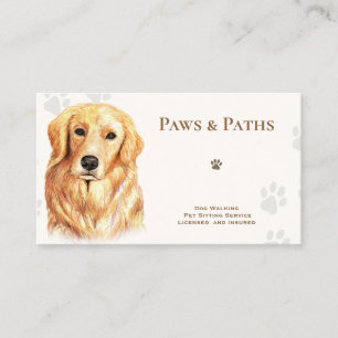 Carte De Visite Golden Retriever Chien Walker Animal assis
