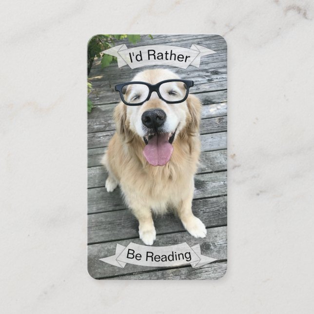 Carte De Visite Golden Retriever Je préfère lire Signet (Devant)