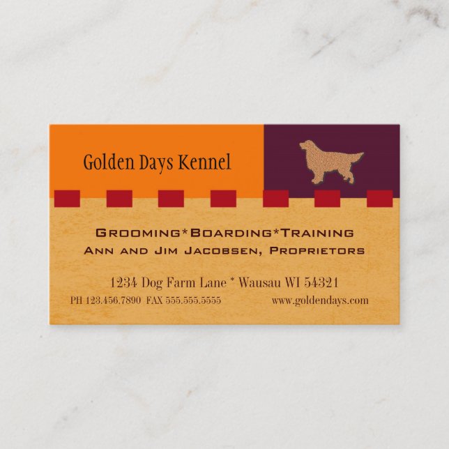 Carte De Visite Golden retriever ou d'autres services de chien (Devant)