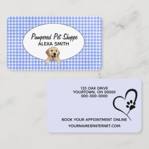 Carte De Visite Golden Retriever sur En vichy pour Pet Grooming