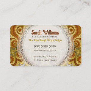 Carte de visite Golden Retro Groovy Swirls avec lo