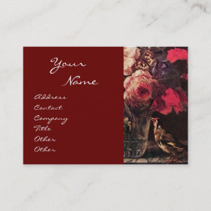 CARTE DE VISITE GOLDFINCH, ROSES ROSES ROSES ROSES ET BOUTEILLE