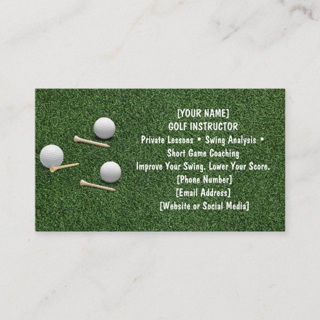 Carte De Visite Golf avec nom pour golfeur  (Devant)