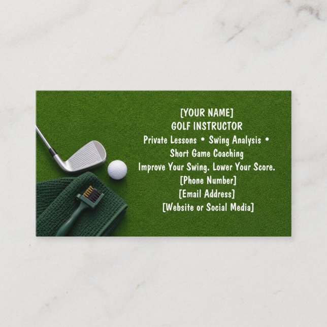 Carte De Visite Golf avec nom pour golfeur  (Devant)