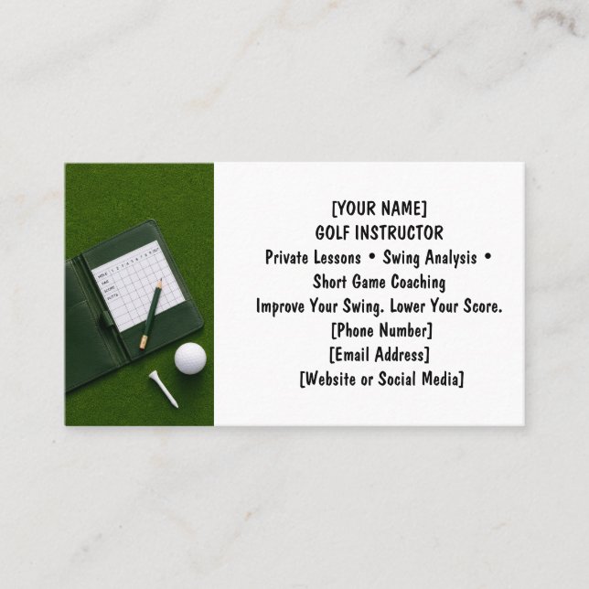 Carte De Visite Golf avec nom pour golfeur  (Devant)