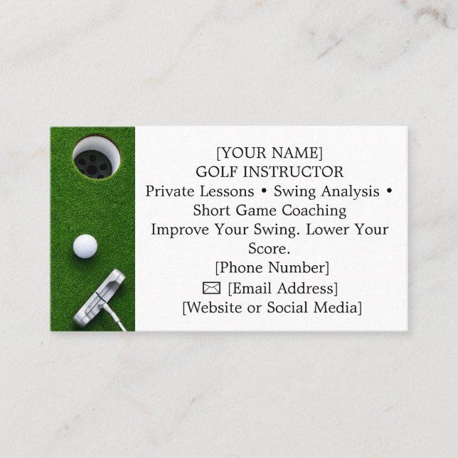 Carte De Visite Golf avec nom pour golfeur  (Devant)