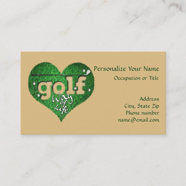 Carte De Visite Golf Course Heart & Golf Club Mode de vie (Devant)