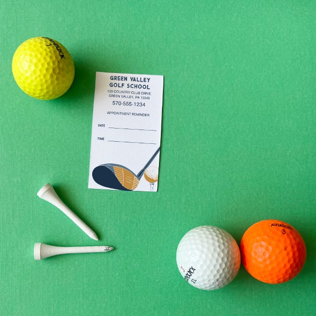 Carte De Visite Golf School Golf Lesson Tee Time Reminder (Créateur téléchargé)