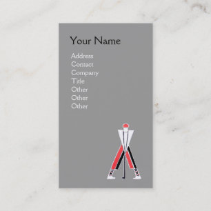 CARTE DE VISITE GOLFER ROUGE GRIS STYLISÉ, MONOGRAMME D'INSTRUCTEU