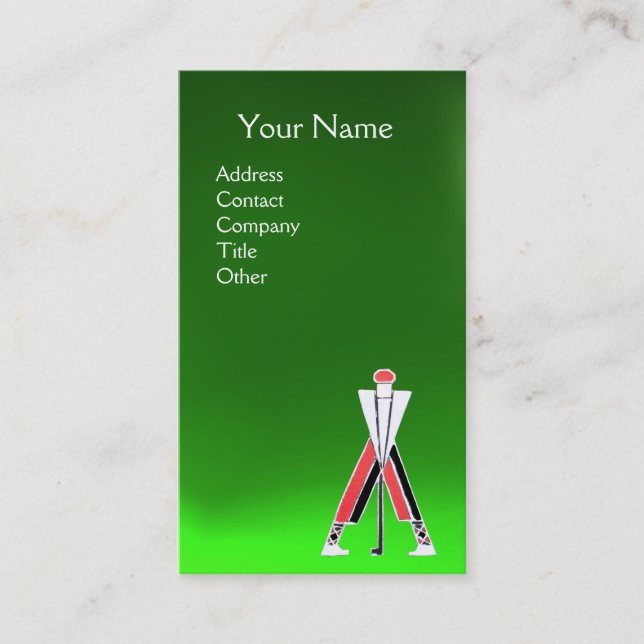CARTE DE VISITE GOLFER ROUGE STYLISÉ, INSTRUCTEUR DE GOLF MONOGRAM (Devant)