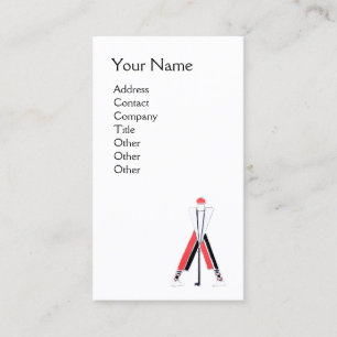 CARTE DE VISITE GOLFER ROUGE STYLISÉ, MONOGRAMME DE L'INSTRUCTEUR