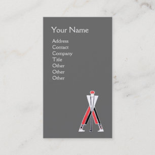CARTE DE VISITE GOLFEUR GRIS STYLISÉ ROUGE, MONOGRAMME D'ENTRAÎNEU