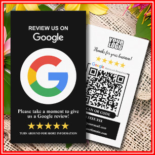 Carte De Visite Google Avis Business Review Us Black QR Code