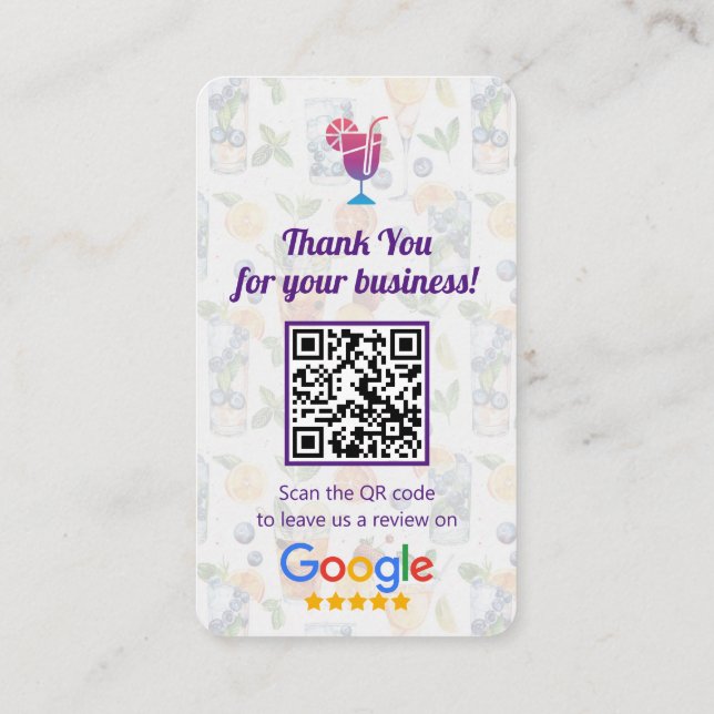 Carte De Visite Google Avis | Cocktail Business Review (Dos)