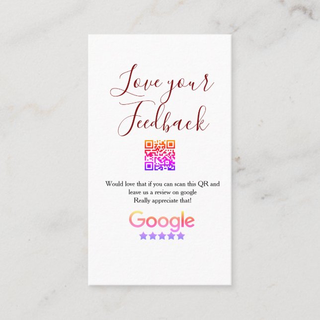 Carte De Visite Google avis logo entreprise Scan QR avis (Devant)