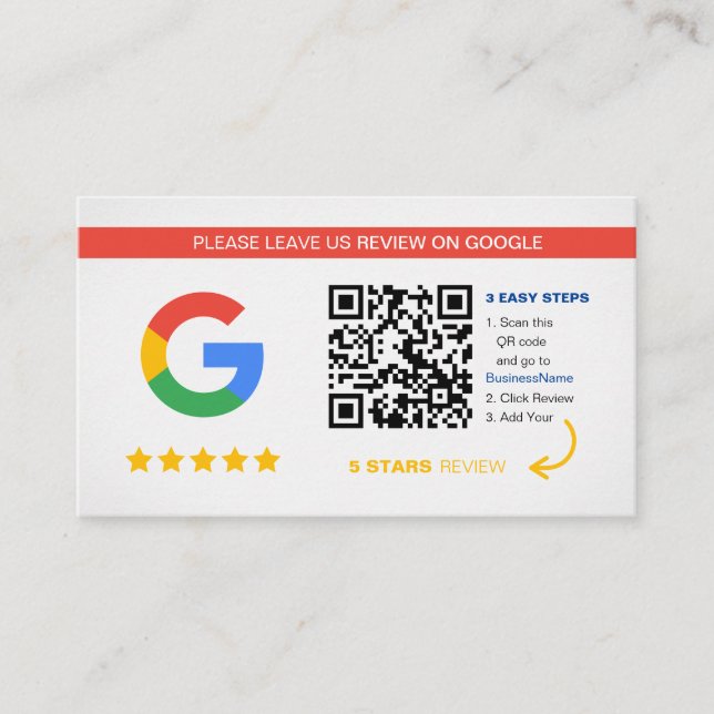 Carte De Visite Google Avis | Merci de code QR professionnel (Devant)