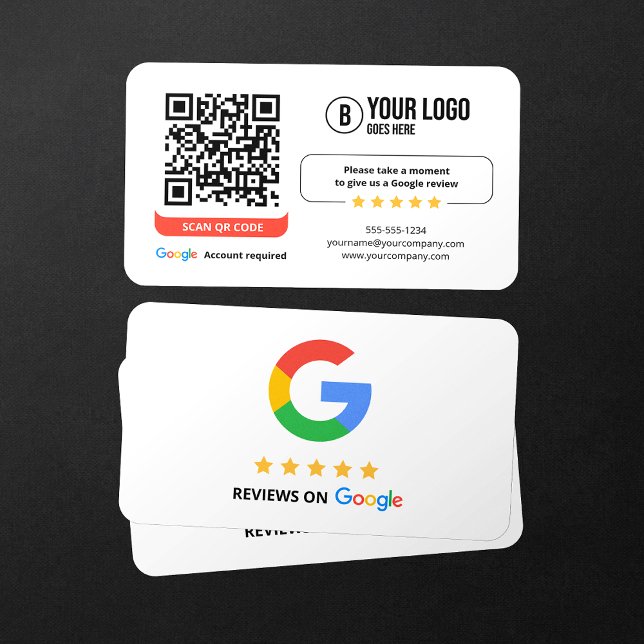Carte De Visite Google Avis QR Code Note Mon entreprise 5 étoiles (Créateur téléchargé)