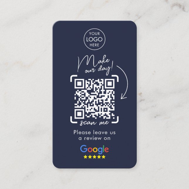 Carte De Visite Google Avis | Revue de l'entreprise | QR Code Busi (Devant)
